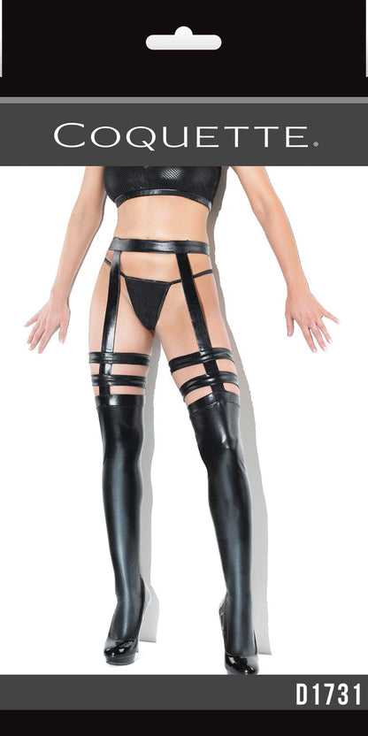 Coquette Hosiery/Stockings Coquette Wet Look Stockings with Garter Belt