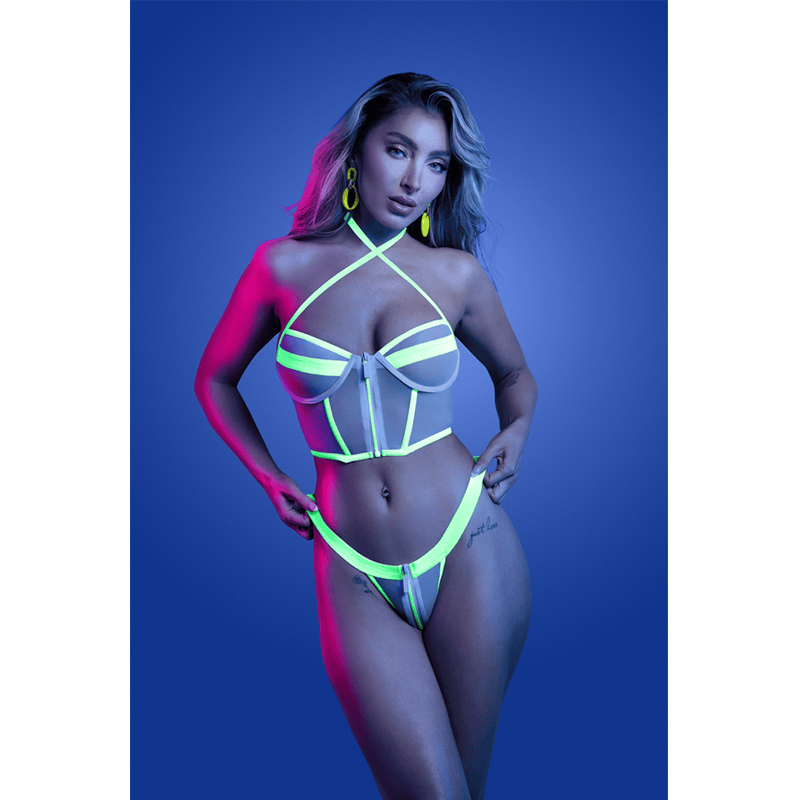 Fantasy Lingerie Lingerie Fantasy Lingerie Glow Supernatural Zipper Bra Top & Panty