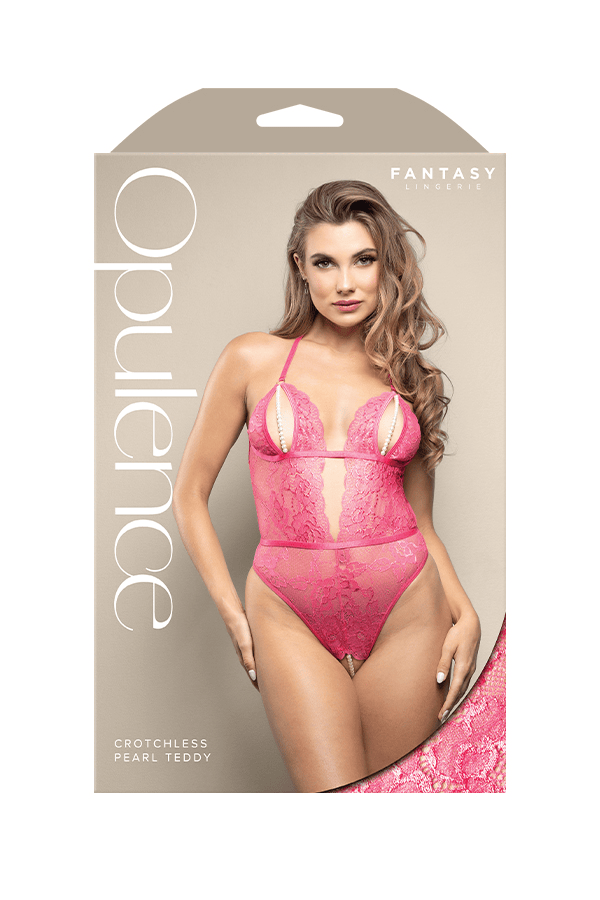 Fantasy Lingerie Lingerie M/L Fantasy Lingerie Opulence Crotchless Pear Teddy Pink