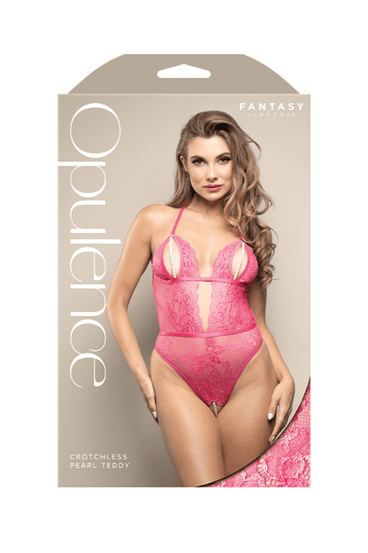 Fantasy Lingerie Lingerie M/L Fantasy Lingerie Opulence Crotchless Pear Teddy Pink