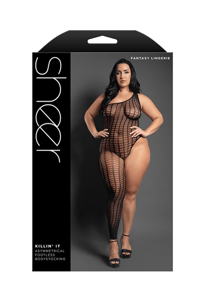 Fantasy Lingerie Lingerie Queen Size Fantasy Lingerie Sheer Killin' It Asymmetrical Footless Bodystocking