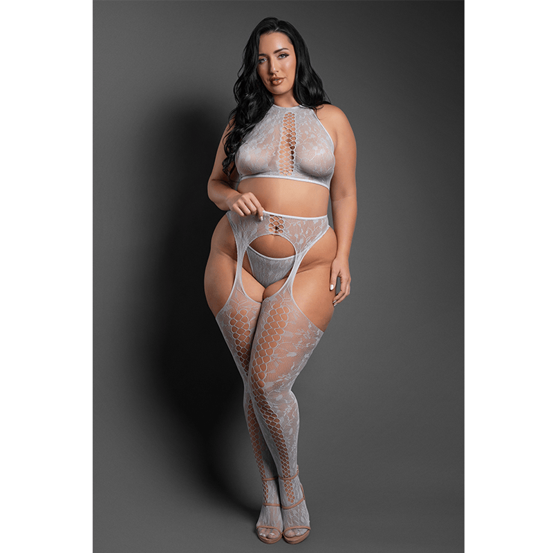 Fantasy Lingerie Lingerie Fantasy Lingerie Sheer Most Wanted 3-Piece Gartered Stockings Set