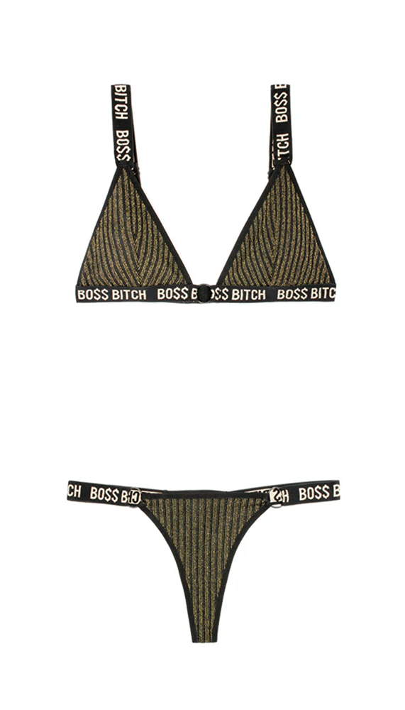 Fantasy Lingerie Lingerie Fantasy Lingerie Vibes Boss Bitch Bralette & Thong Panty Set