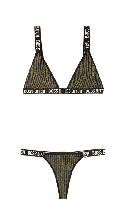 Fantasy Lingerie Lingerie Fantasy Lingerie Vibes Boss Bitch Bralette & Thong Panty Set