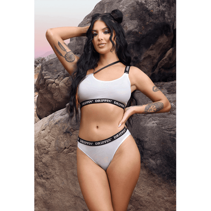 Fantasy Lingerie Lingerie Fantasy Lingerie Vibes Drippin' One-Shoulder Crop Top & Cheeky Panty