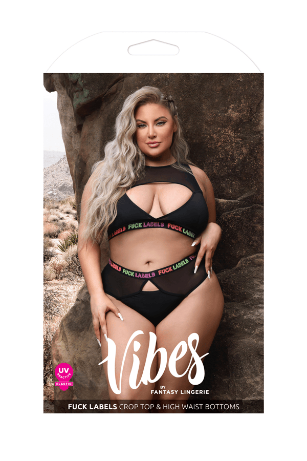 Fantasy Lingerie Lingerie Q/S Fantasy Lingerie Vibes Fuck Labels Crop Top & High Waist Bottoms