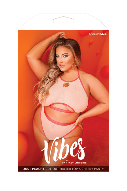 Fantasy Lingerie Lingerie Q/S Fantasy Lingerie Vibes Just Peachy Cut-Out Halter Top & Cheeky Panty