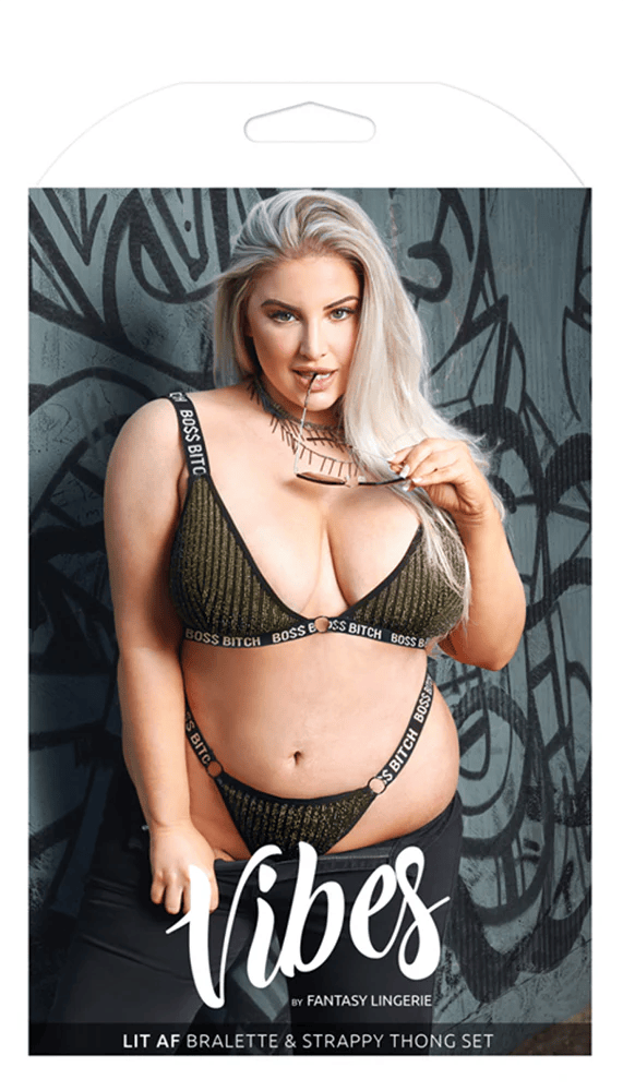 Fantasy Lingerie Lingerie Q/S Fantasy Lingerie Vibes Boss Bitch Bralette & Thong Panty Set