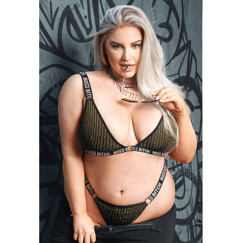 Fantasy Lingerie Lingerie Fantasy Lingerie Vibes Boss Bitch Bralette & Thong Panty Set