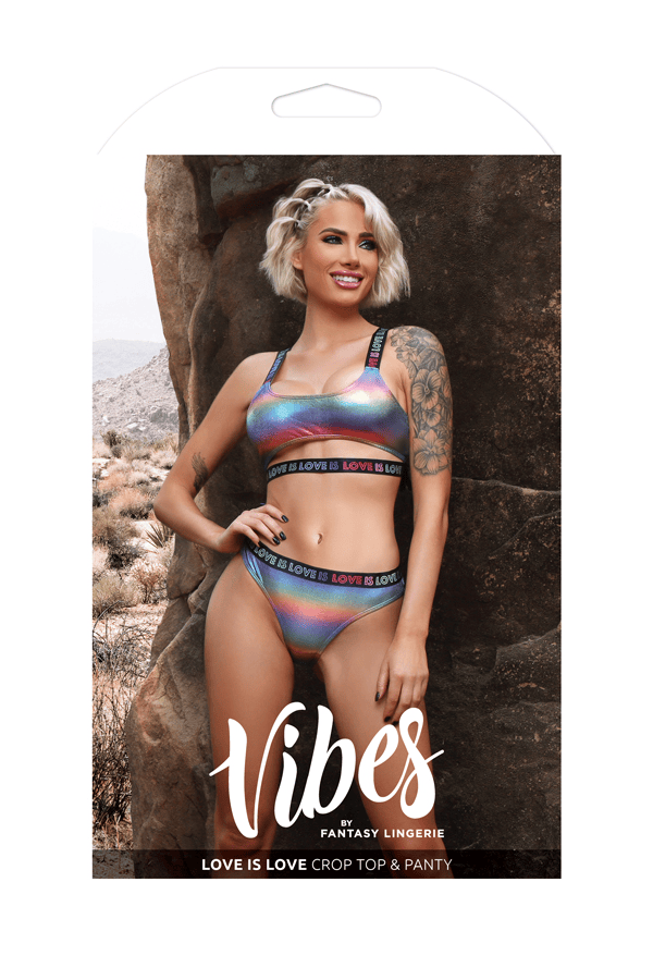 Fantasy Lingerie Lingerie L/XL Fantasy Lingerie Vibes Love Is Love Crop Top & Panty