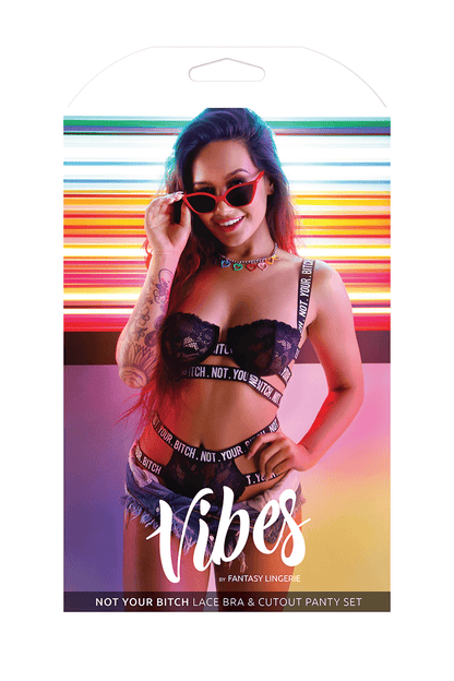 Fantasy Lingerie Lingerie M/L Fantasy Lingerie Vibes Not Your Bitch Lace Bra & Cutout Panty Set