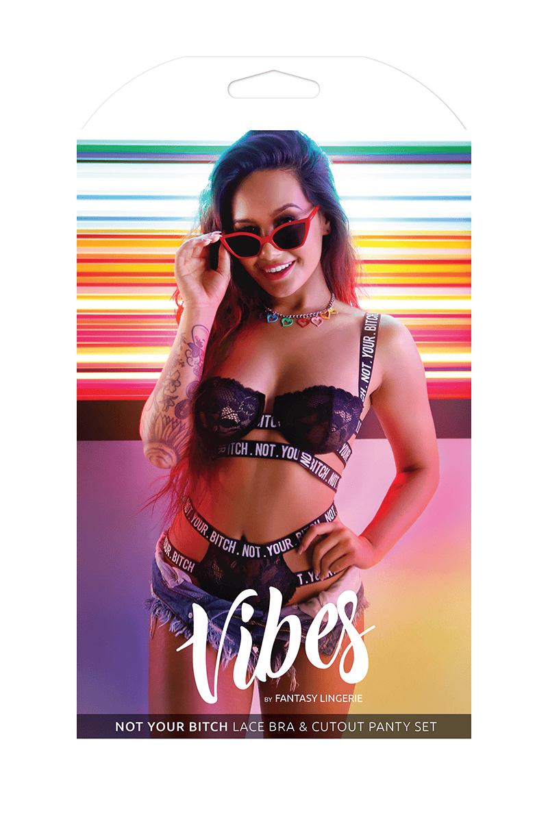 Fantasy Lingerie Lingerie S/M Fantasy Lingerie Vibes Not Your Bitch Lace Bra & Cutout Panty Set