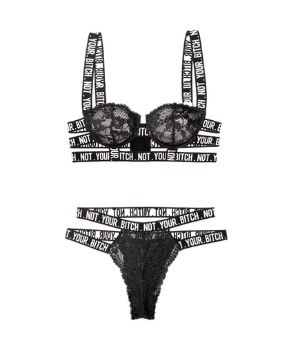 Fantasy Lingerie Lingerie Fantasy Lingerie Vibes Not Your Bitch Lace Bra & Cutout Panty Set