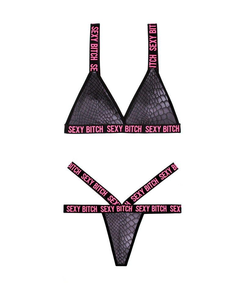 Fantasy Lingerie Lingerie Fantasy Lingerie Vibes Sexy Bitch Bralette & Strappy Panty Set