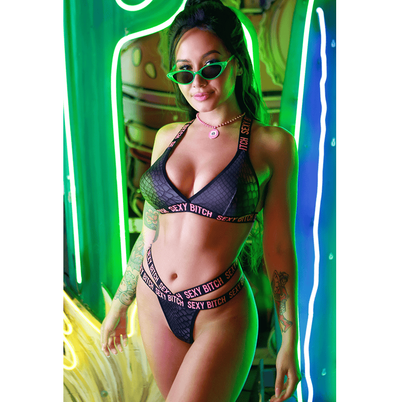 Fantasy Lingerie Lingerie Fantasy Lingerie Vibes Sexy Bitch Bralette & Strappy Panty Set