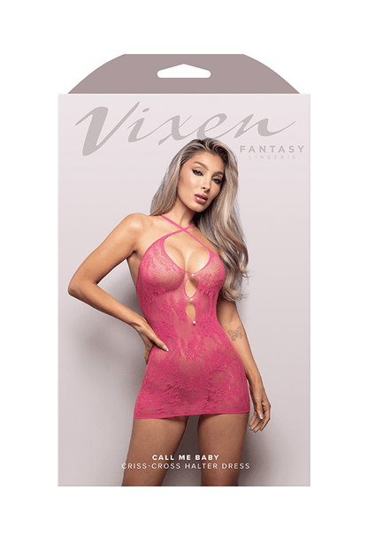 Fantasy Lingerie Lingerie One Size Fantasy Lingerie Vixen Call Me Baby Criss-Cross Halter Dress