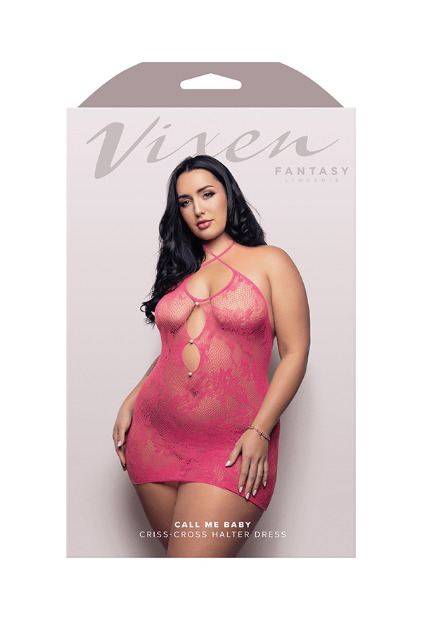 Fantasy Lingerie Lingerie Queen Size Fantasy Lingerie Vixen Call Me Baby Criss-Cross Halter Dress