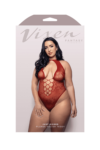 Fantasy Lingerie Lingerie Queen Size Fantasy Lingerie Vixen Just Kissed Plunge Halter Teddy