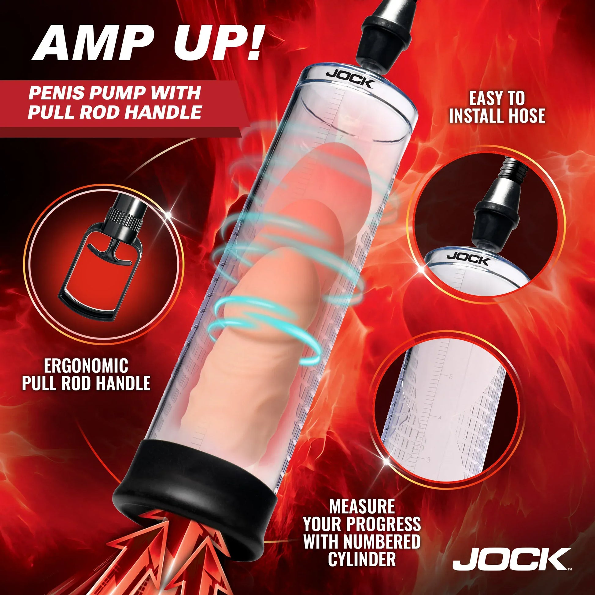 JOCK Penis Pumps Jock Advanced Amp Up Penis Pump with Pull Rod Handle