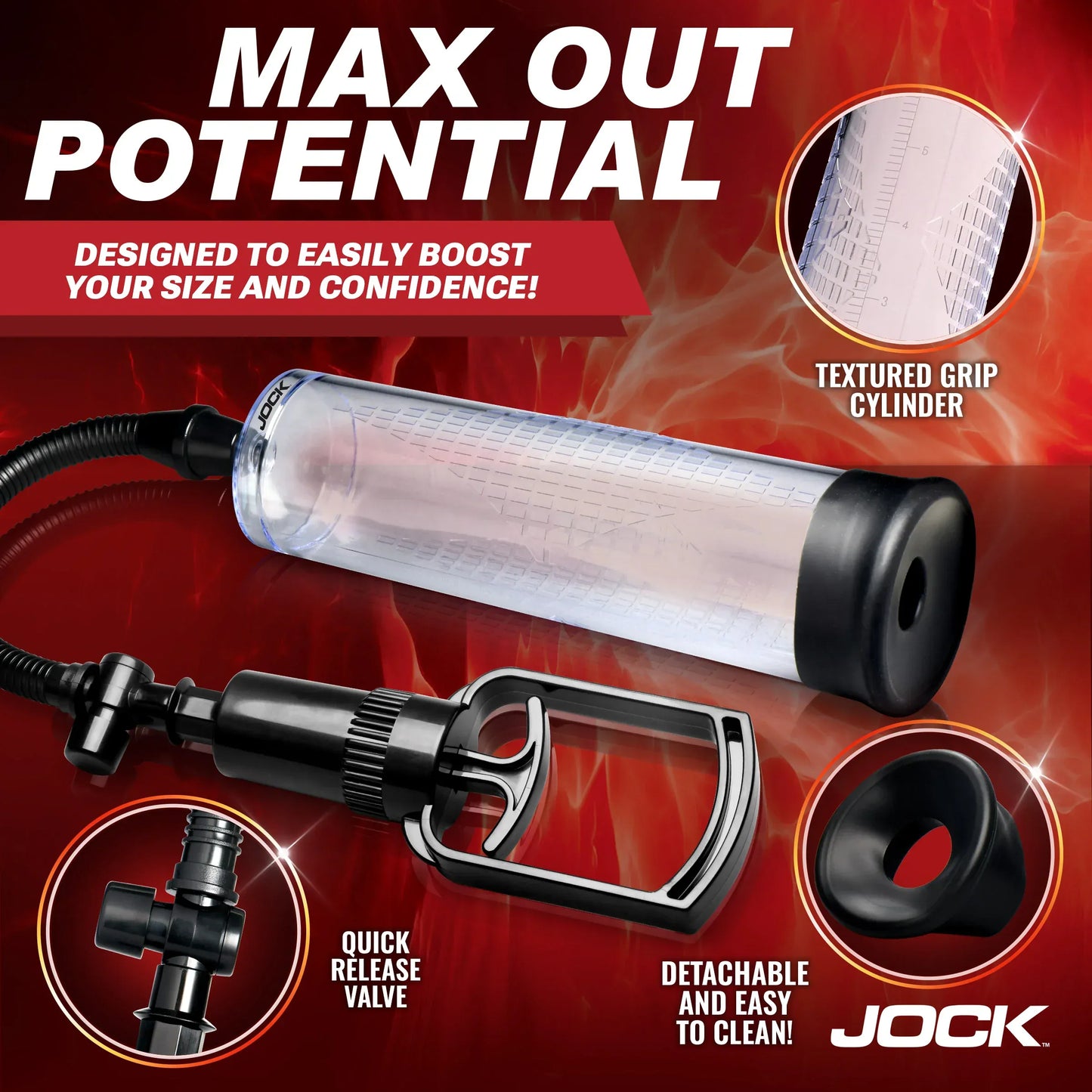 JOCK Penis Pumps Jock Advanced Amp Up Penis Pump with Pull Rod Handle