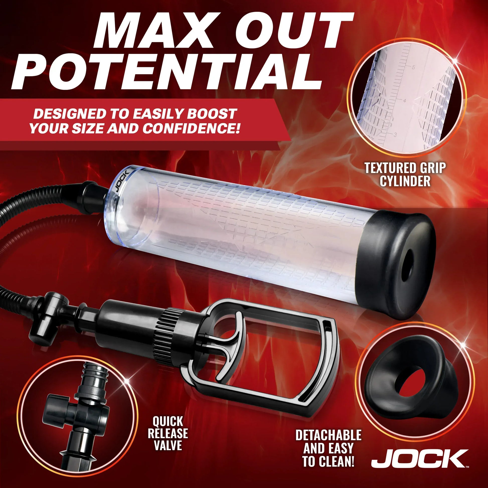 JOCK Penis Pumps Jock Advanced Amp Up Penis Pump with Pull Rod Handle