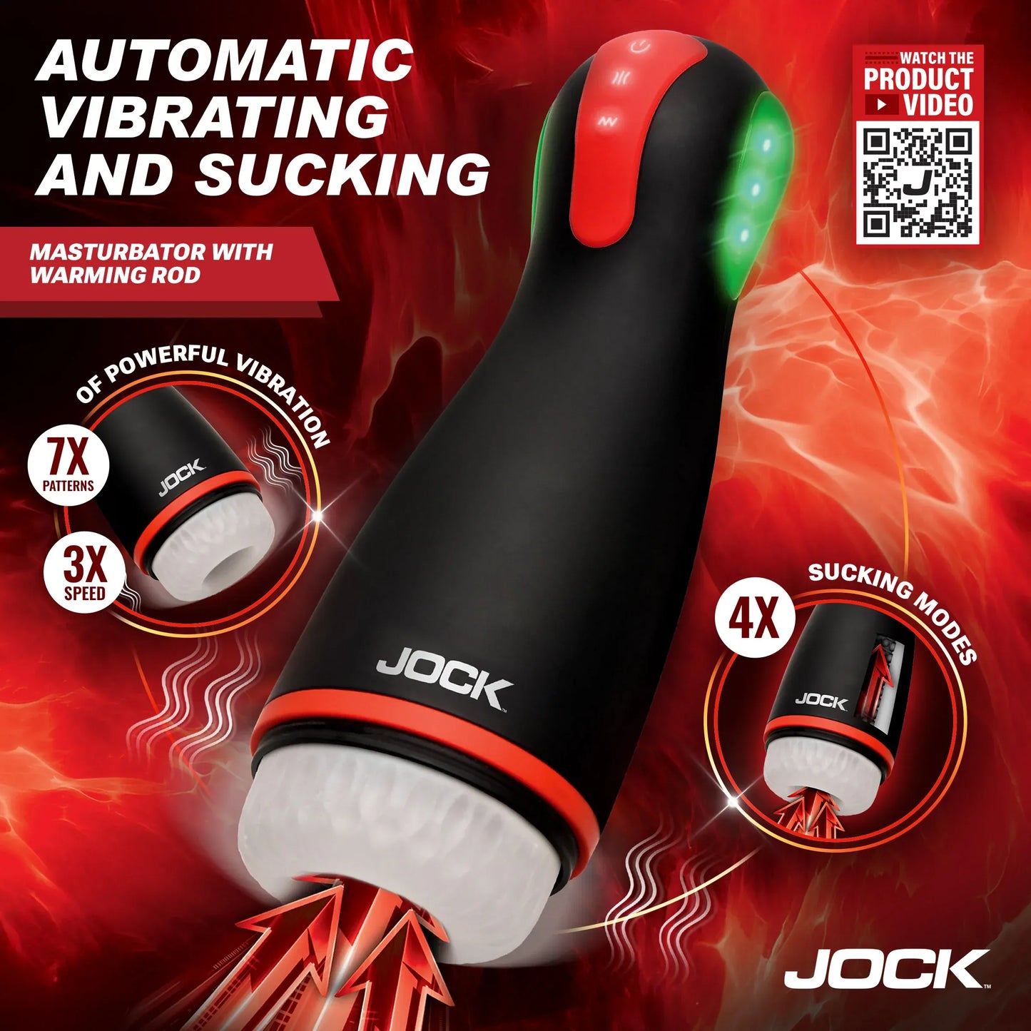 JOCK Male Masturbators Jock Advanced Blaze Vibrating, Sucking, & Warming Masturbator