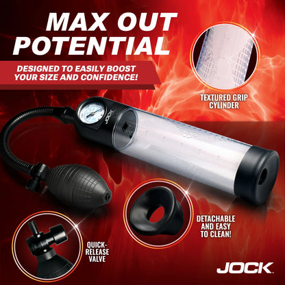 JOCK Penis Pumps Jock Advanced Pump Up Gauge Penis Pump With Bulb