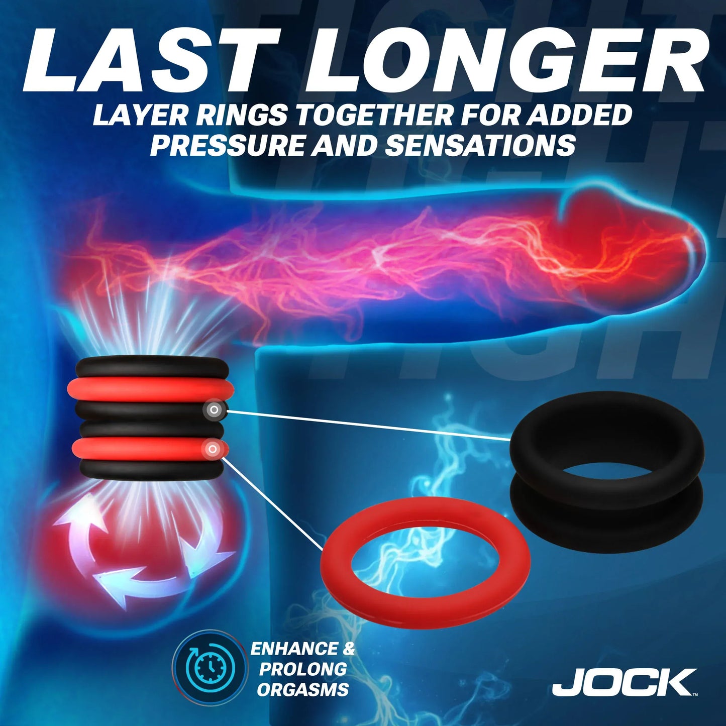 JOCK Cock Rings Jock Enhancers Set of 3 2-in-1 Silicone Cock Rings