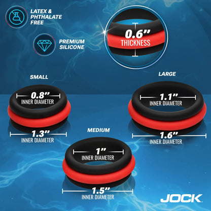 JOCK Cock Rings Jock Enhancers Set of 3 2-in-1 Silicone Cock Rings