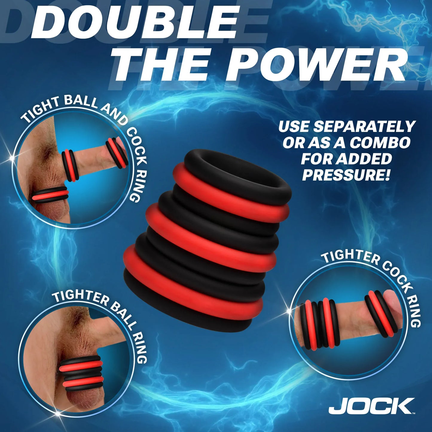 JOCK Cock Rings Jock Enhancers Set of 3 2-in-1 Silicone Cock Rings