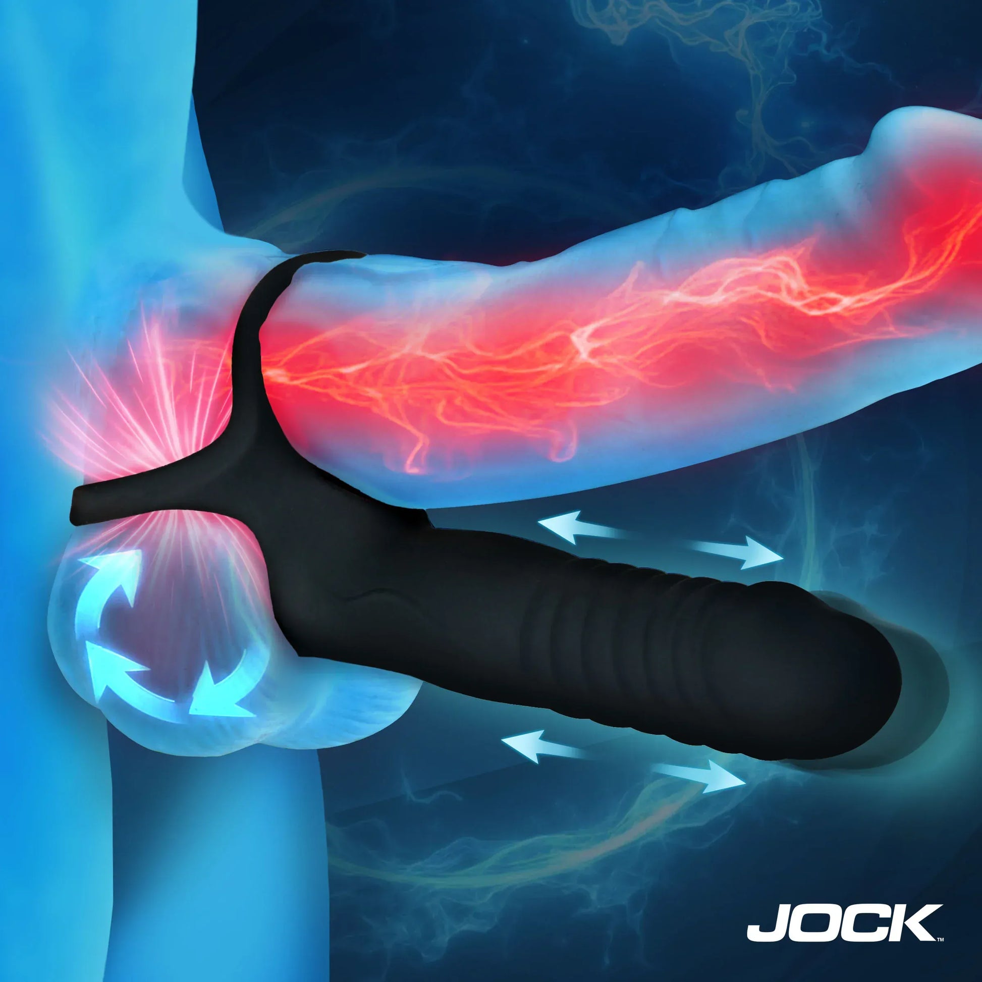 JOCK Cock & Balls Jock Enhancers Double Thrust Thrusting & Vibrating Double Penetration C-Ring With Remote