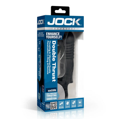 JOCK Cock & Balls Jock Enhancers Double Thrust Thrusting & Vibrating Double Penetration C-Ring With Remote