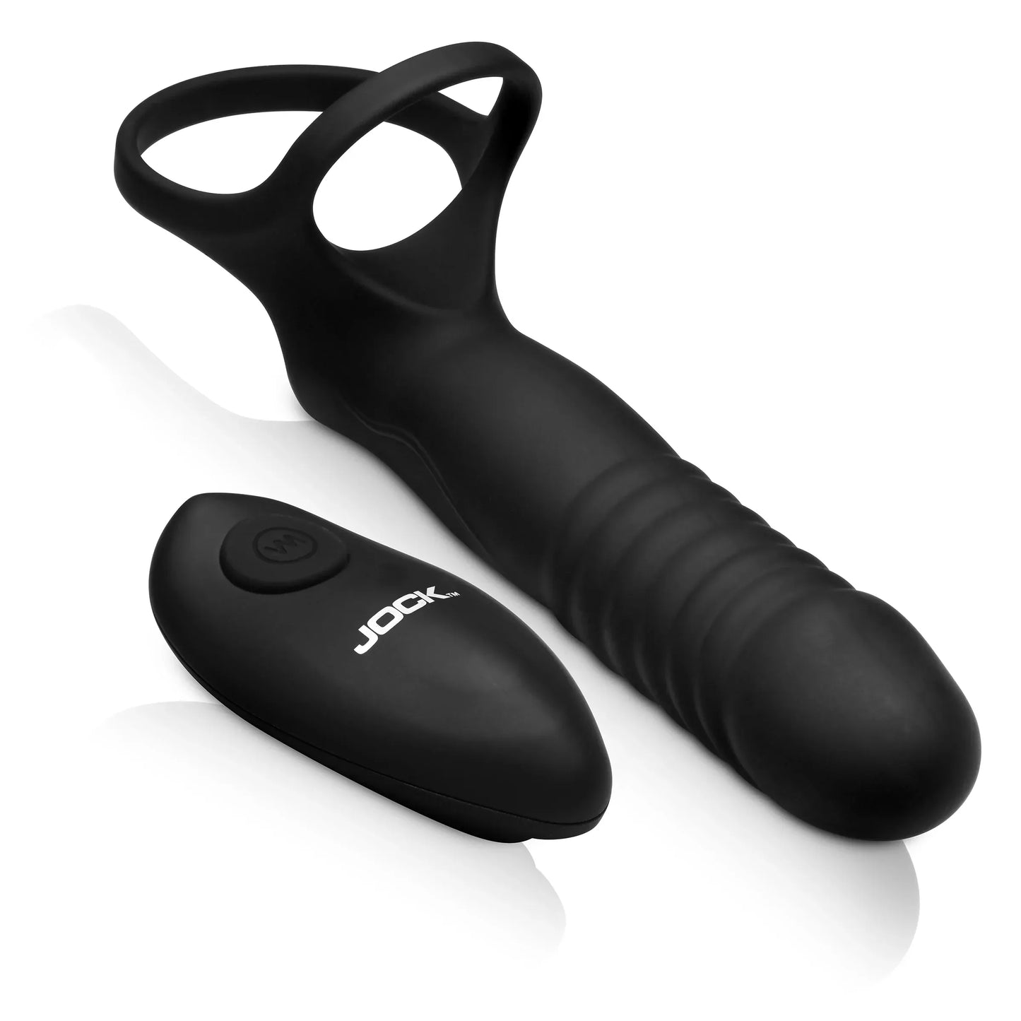JOCK Cock & Balls Jock Enhancers Double Thrust Thrusting & Vibrating Double Penetration C-Ring With Remote