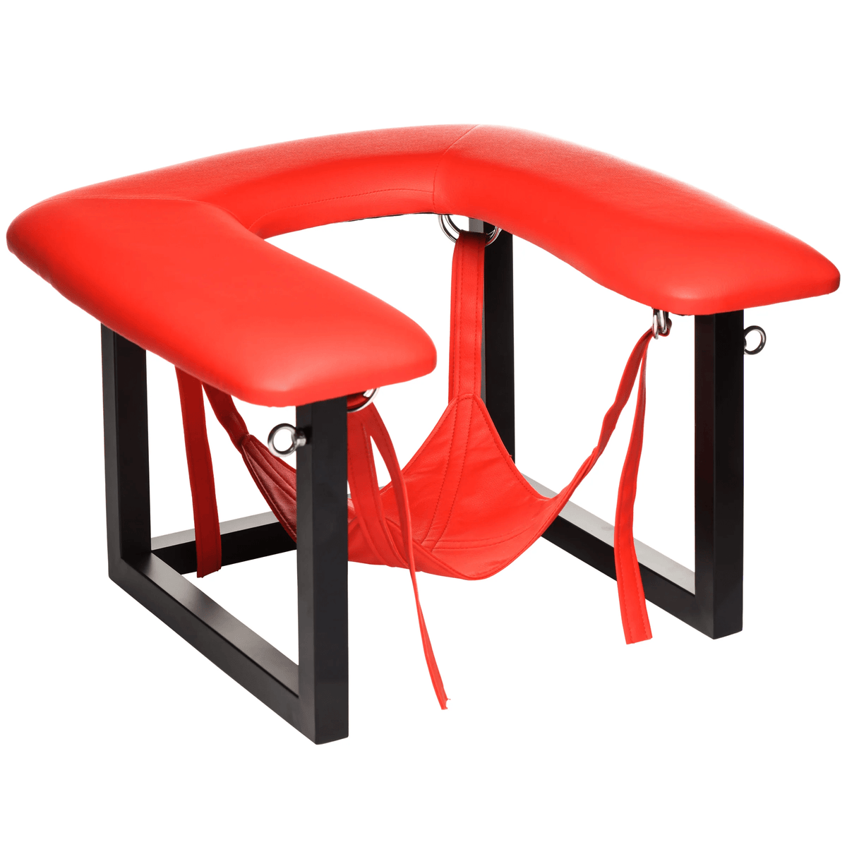 Master Series Face Rider Queening Chair in red and black vegan leather