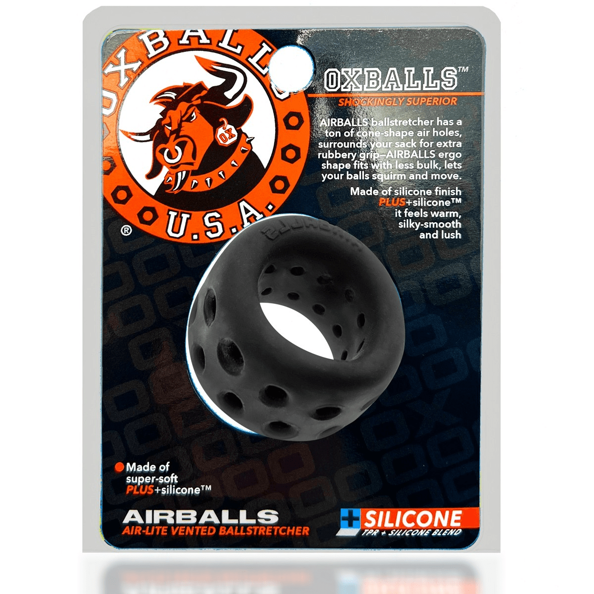 OXBALLS For Him Black Ice Oxballs Airballs Air-Lite Vented Ballstretcher