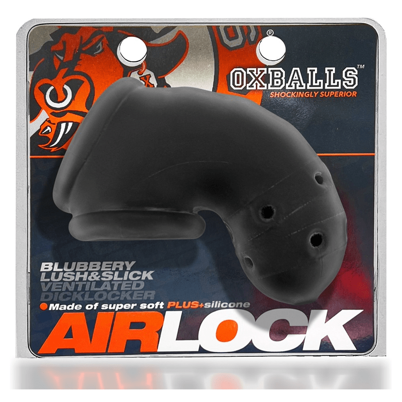 OXBALLS For Him Black Ice Oxballs Airlock Chastity Cage