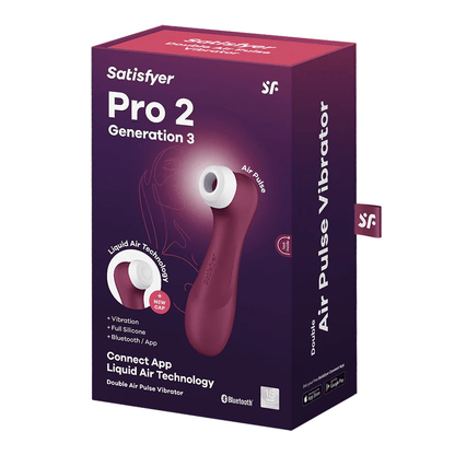 Satisfyer Clitoral Stimulators Wine Red Satisfyer Pro 2 Gen 3 Connect App Stimulator