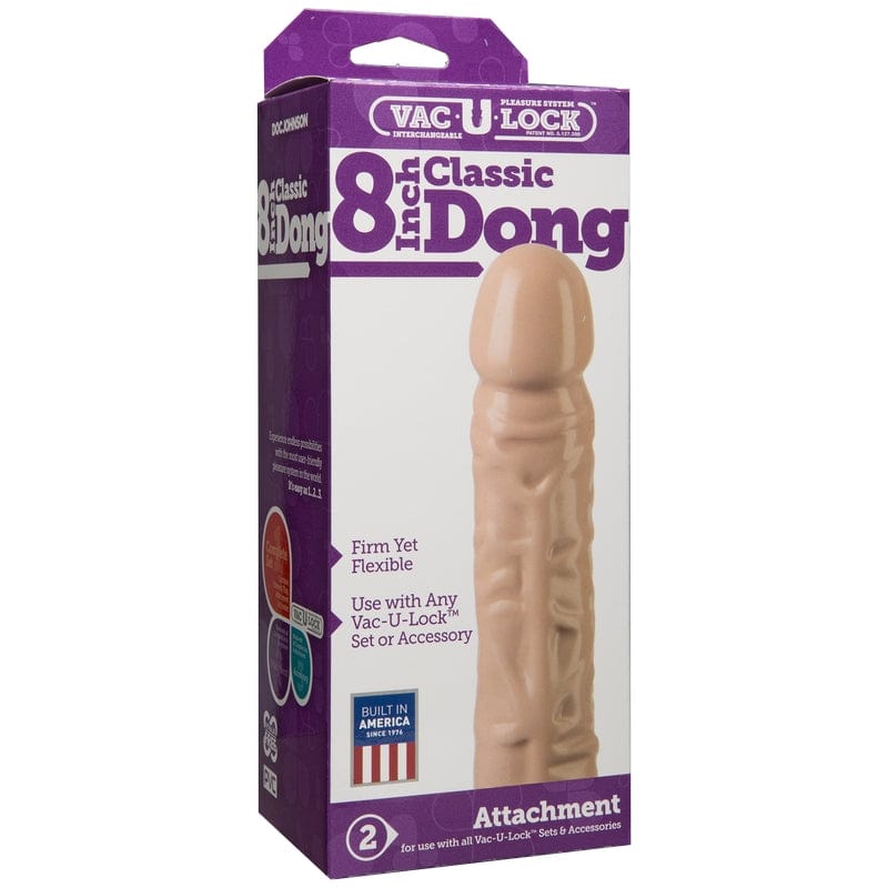 Doc Johnson Dildo's Doc Johnson Vac-U-Lock 8-Inch Classic Dong Vanilla