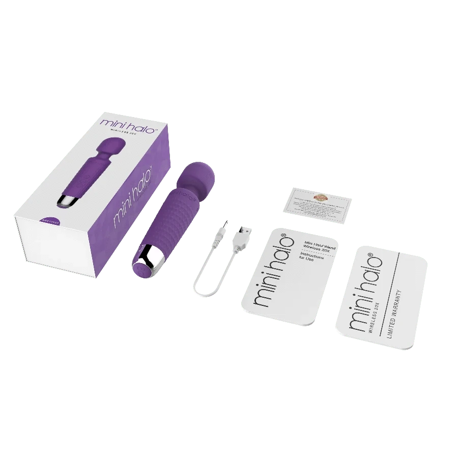 Shibari Mini Halo Wand Amethyst included components