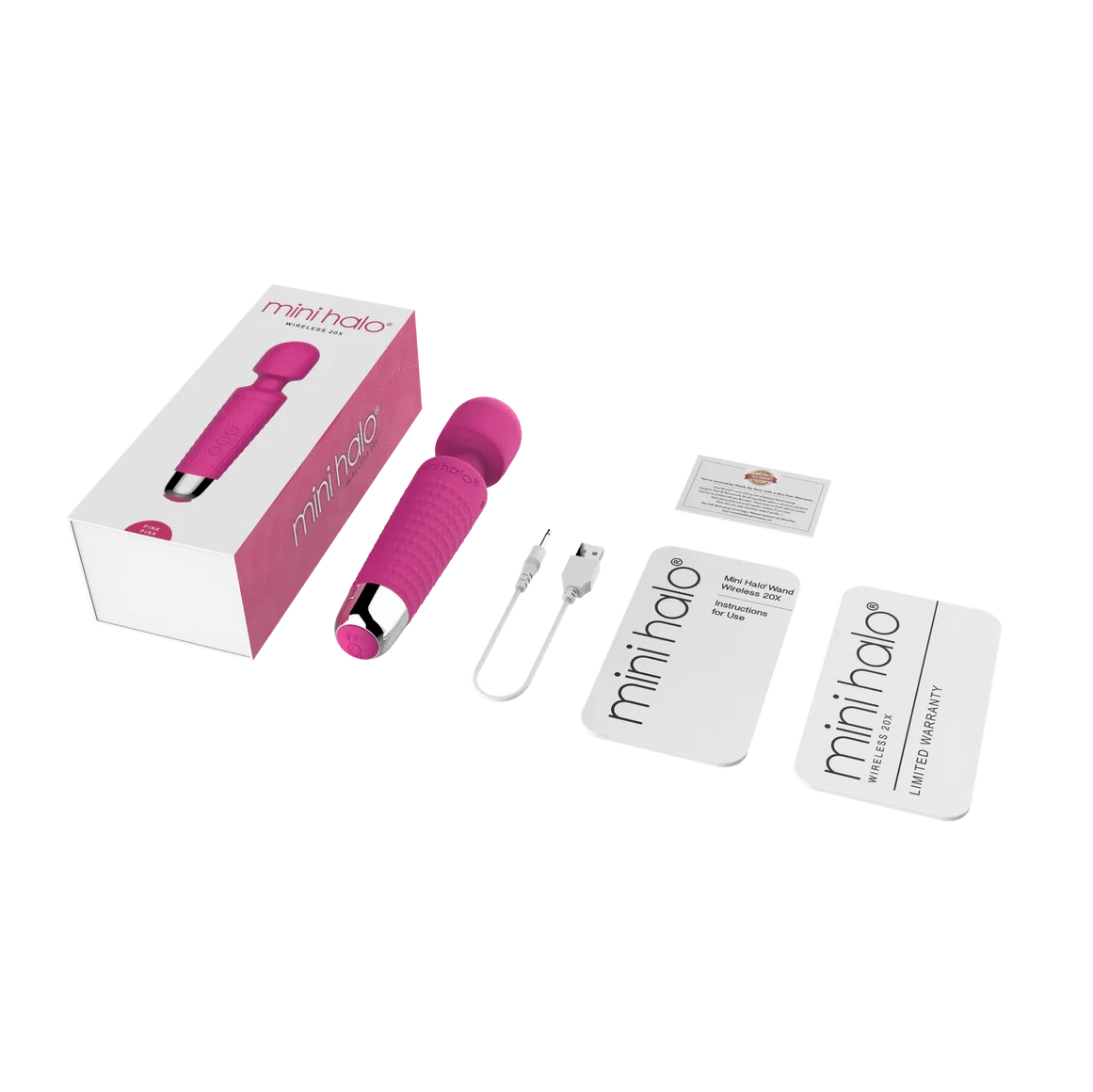 Shibari Mini Halo Wand Pink included components