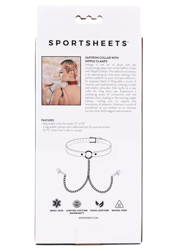 Sportsheets BDSM Sportsheets Saffron Collar with Nipple Clamps