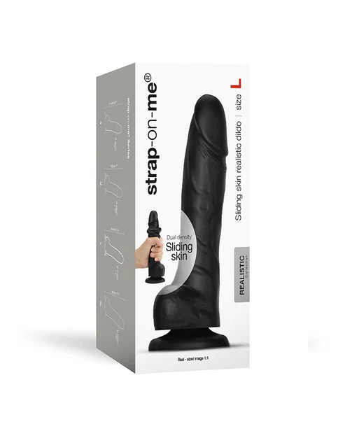 Strap On Me Dildos Large Strap On Me Sliding Skin Realistic Black Dildo