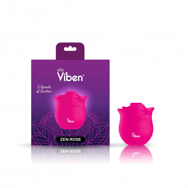  Viben Zen Rose clitoral stimulator in hot pink with Packaging