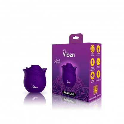 Violet Viben Zen Rose clitoral stimulator with retail packaging