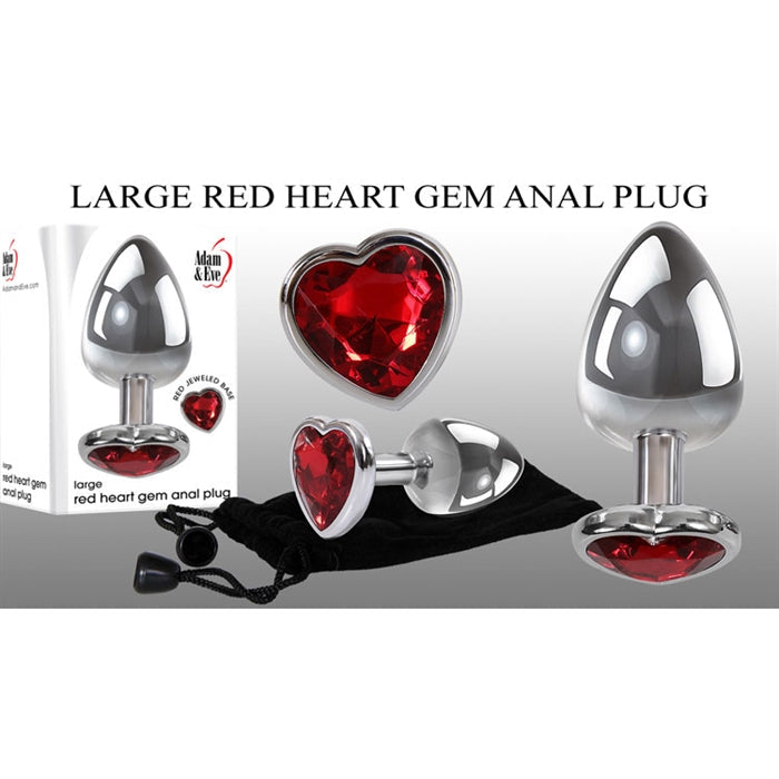 Adam & Eve Large Red Heart Gem Anal Plug - XOXTOYS