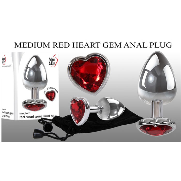 Adam & Eve Medium Red Heart Gem Anal Plug - XOXTOYS