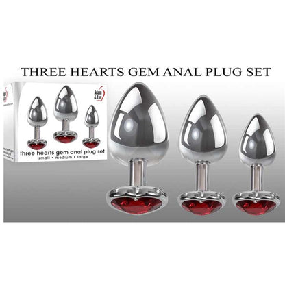 Adam & Eve Three Hearts Gem Anal Plug Set - XOXTOYS