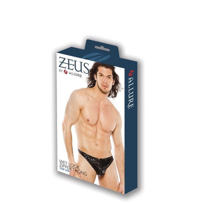 Allure Lingerie Zeus Wet Look Zipper Thong One Size - XOXTOYS