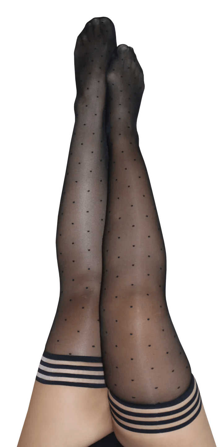 Kix'ies Lingerie Kix'ies Ally Black Polka Dot Thigh Highs