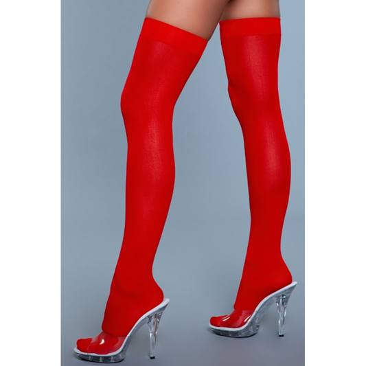 BeWicked Opaque Nylon Red Thigh Highs - XOXTOYS